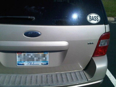 BASS oval logo, vinyl decorative sticker, on vehicle