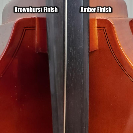 Estle Louis "Scholar" upright bass - closeup of purfling inlay, both versions