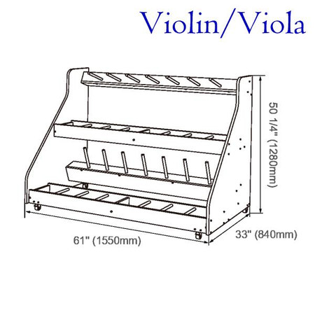 Alges Rack for 16 Violin/Viola - Dimensions