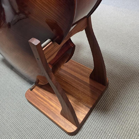 Elegant Solid Hardwood 'Laydown Style' Double Bass Display Stand - from above