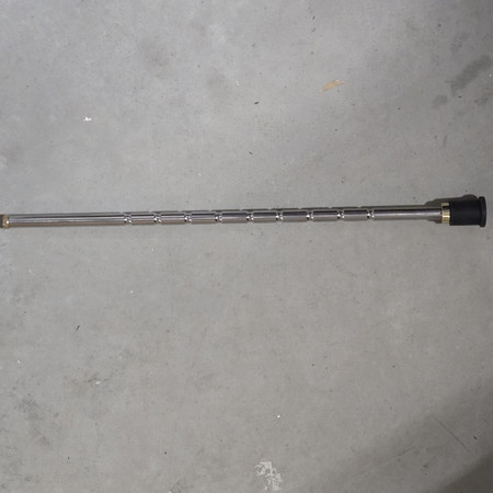 Replacement Steel Endpin for Kay and Engelhardt Upright Bass. Alternate plain gray background to show detail.