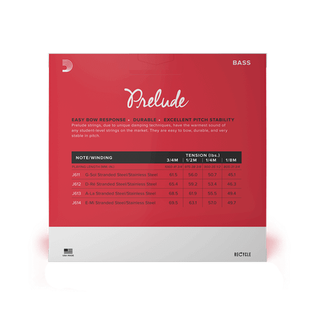 Prelude Medium Upright Bass Strings, standard package back