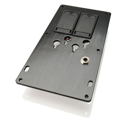NS-WAV Retrofit - Active Preamp Upgrade for NS Design WAV Basses - replacement back plate with battery packs and internal wiring - outside view