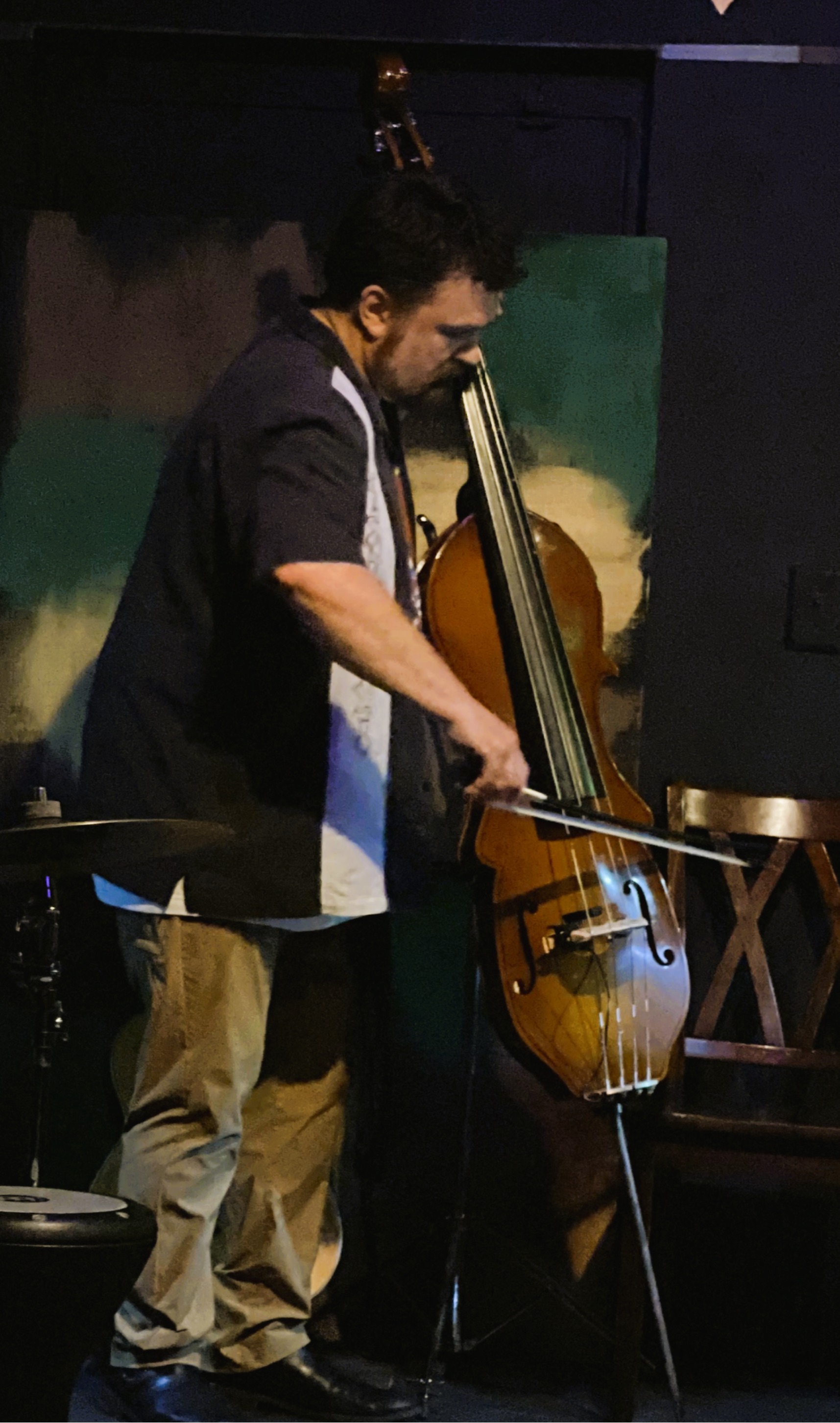 Mark bowing on an Eminence Bass