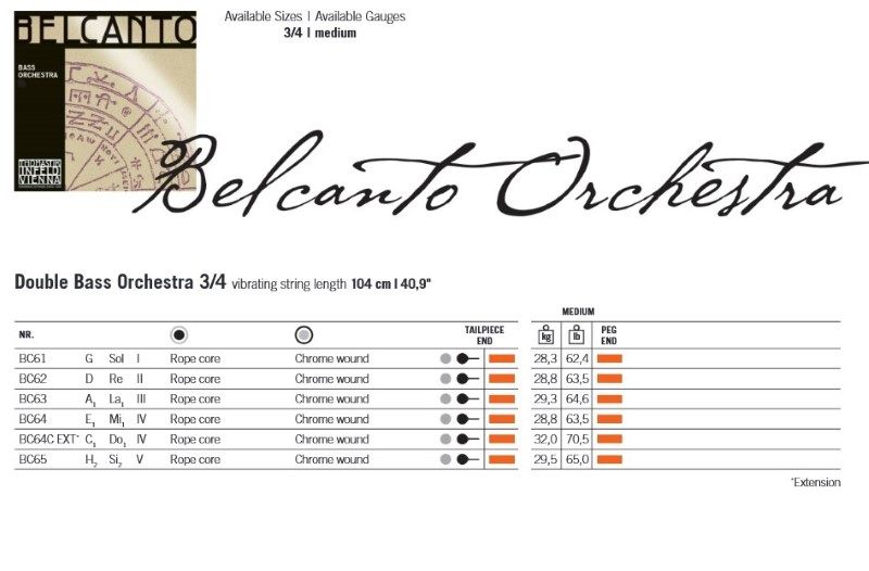 Belcanto Upright Bass Strings