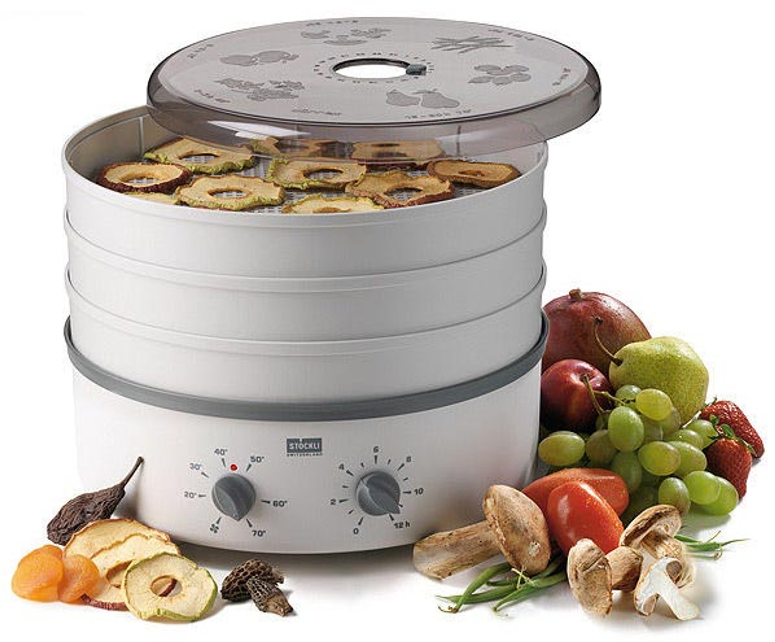 Stockli 3Tray Stackable Dehydrator in White with Timer Juicers.co.uk