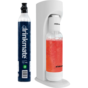 Drinkmate OmniFizz Drinks Carbonator & 1 CO2 Cylinder in Classic White