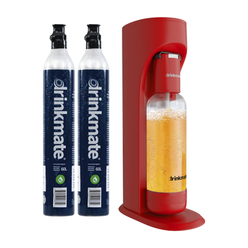 Drinkmate OmniFizz Drinks Carbonator & 2 CO2 Cylinders in Royal Red