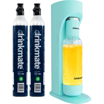 Drinkmate OmniFizz Drinks Carbonator & 2 CO2 Cylinders in Arctic Blue