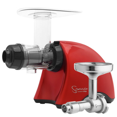 Omega Sana EUJ-707 Horizontal Slow Juicer in Red with Oil Extractor