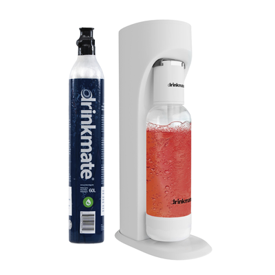 Drinkmate OmniFizz Drinks Carbonator & 1 CO2 Cylinder in Classic White