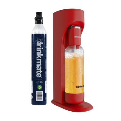 Drinkmate OmniFizz Drinks Carbonator & 1 CO2 Cylinder in Royal Red