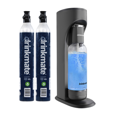 Drinkmate OmniFizz Drinks Carbonator & 2 CO2 Cylinders in Matte Black