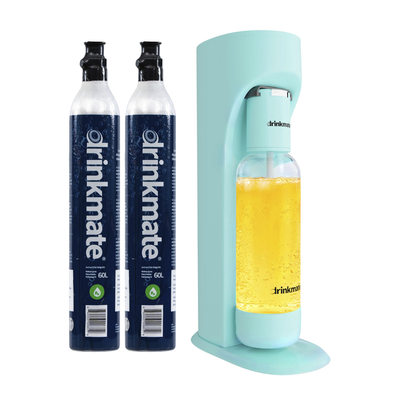 Drinkmate OmniFizz Drinks Carbonator & 2 CO2 Cylinders in Arctic Blue