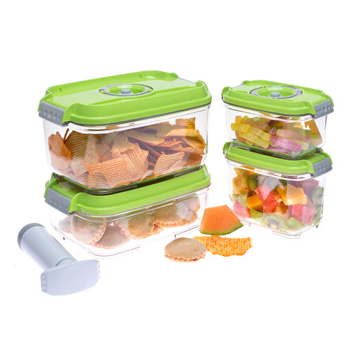 Status 5-Piece Set of Smaller Rectangular Vacuum Containers in Green