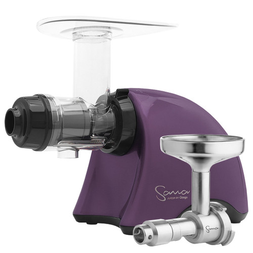 Omega Sana EUJ-707 Horizontal Slow Juicer in Purple with Oil Extractor