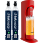 Drinkmate OmniFizz Drinks Carbonator & 2 CO2 Cylinders in Royal Red