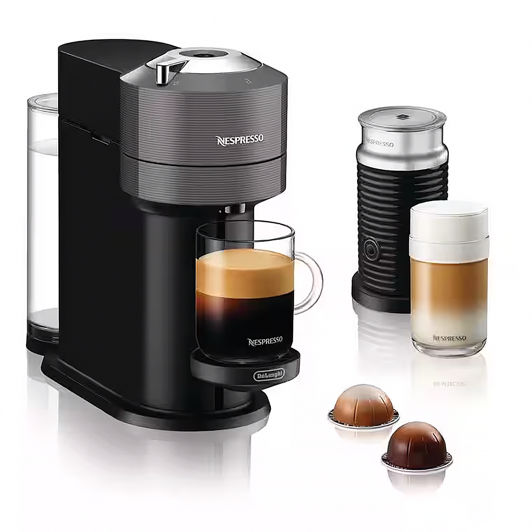 Nespresso Vertuo Next Capsule Coffee Machine with Aeroccino in Grey