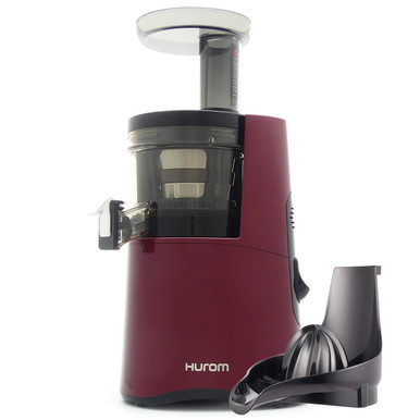 Hurom H-AA Vertical Slow Juicer in Red with Citrus Attachment