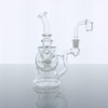  6" Mini Donut Recycler Dab Rig Clear Glass with 10mm Male 90 Degree 16mm Dia Banger 