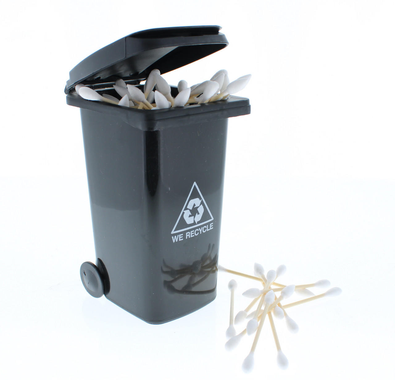 Mini Trash Can Cotton Swab Storage / Garbage Bin - Black Dab