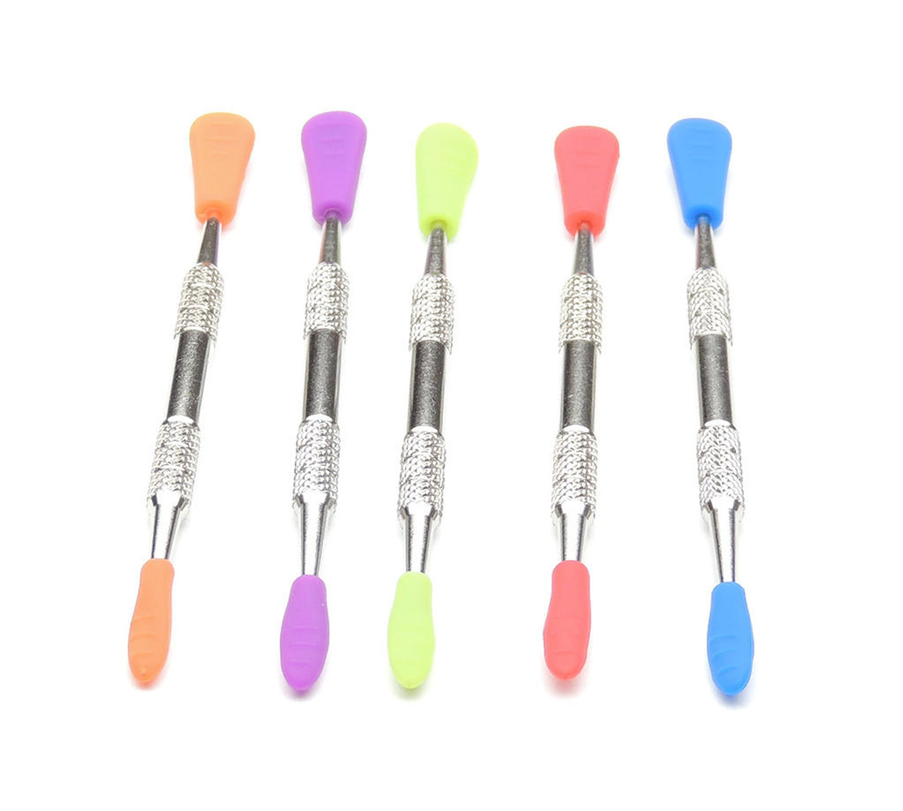Rainbow Colored Dab Tool with Spoon with Silicone Tips