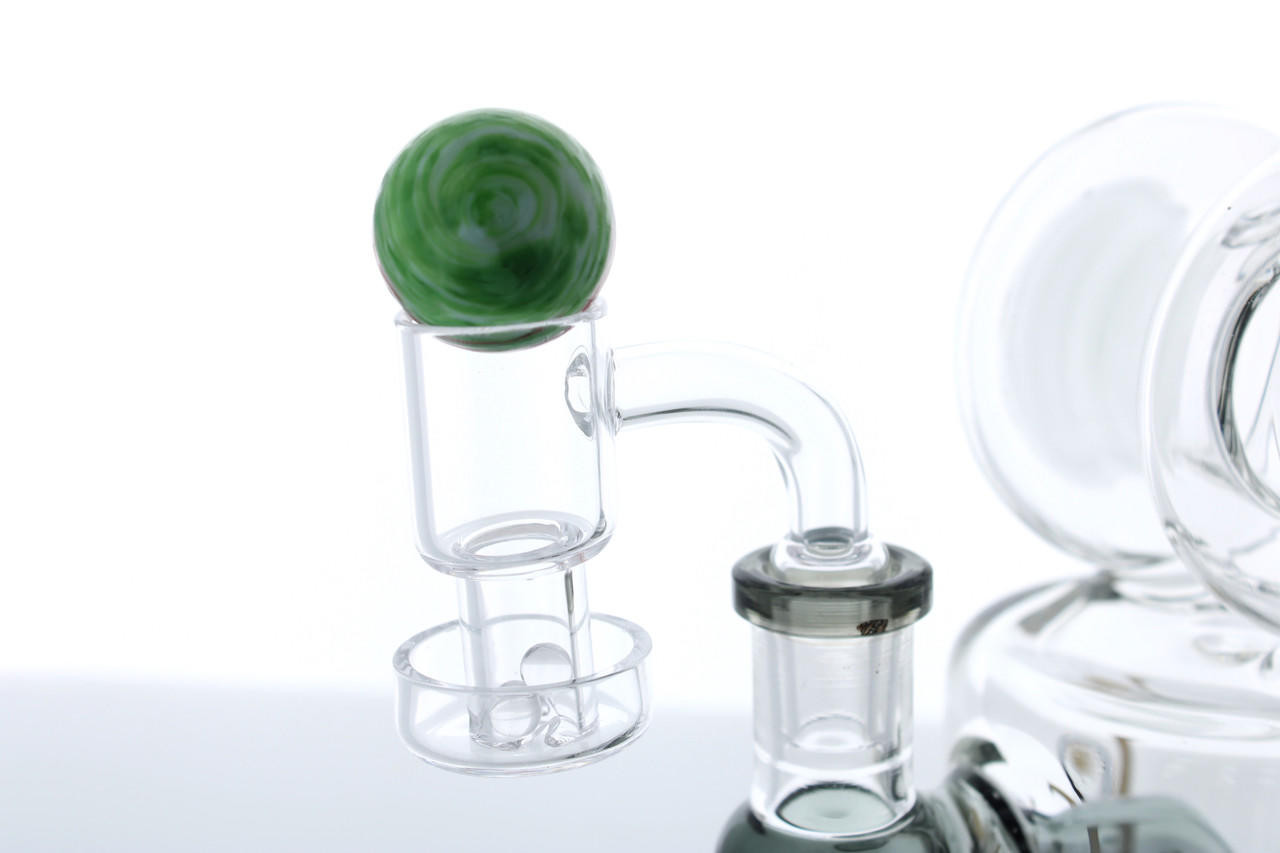 Spinner Carb Cap Clear 35mm: Vortex Dab Cap with Two Terp Pearls