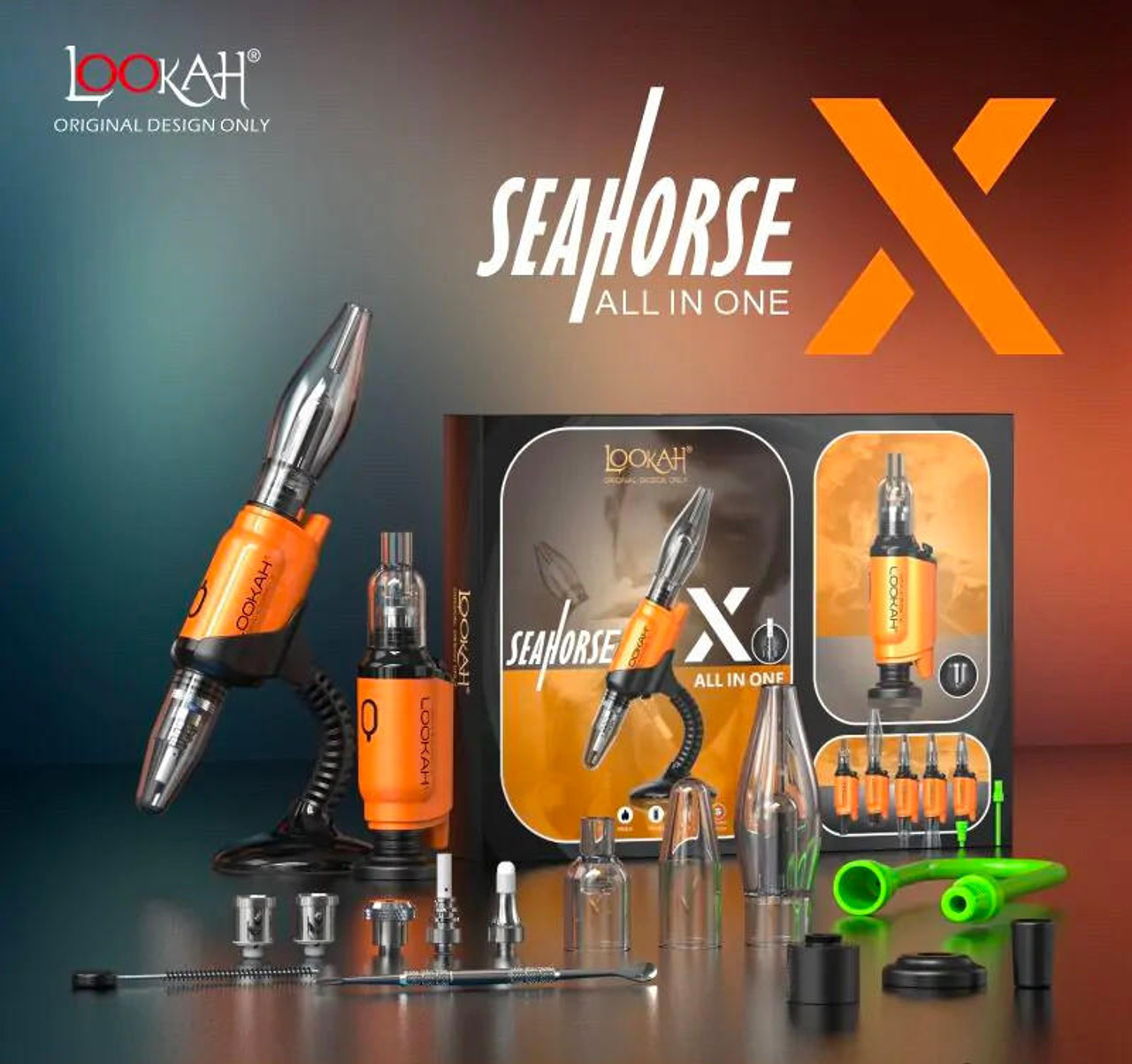 Lookah Seahorse Orange E-Nectar E-Nail Pen, Wax Collector, Portable in 3 1: X and