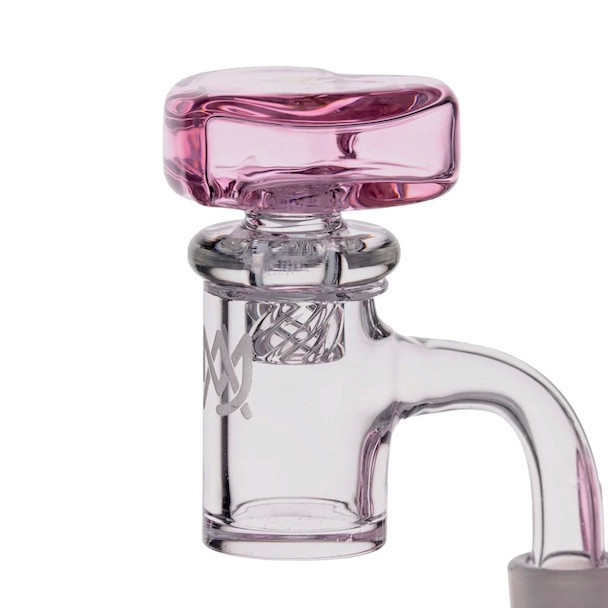 Pink Carb Cap: MJ Arsenal Heart Spinner Cap Quartz Banger