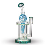  On Point Glass 9" Color Swirl Recycler Water Pipe with 14mm Banger 