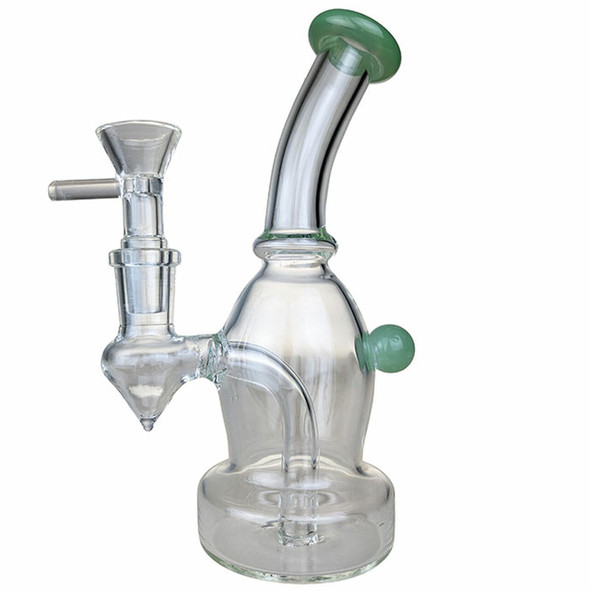  6" Glass Water Pipe Banger Hanger Dab Rig / Bong Rounded - Green 