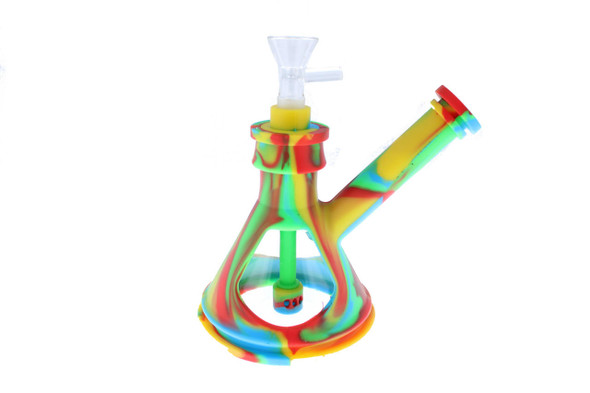  6" Silicone Glass Hybrid Beaker Bottom Water Pipe Rainbow 