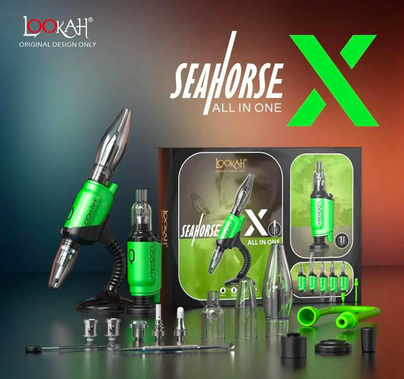  Lookah Seahorse X Green 3 in 1: E-Nectar Collector, Wax Pen, and Portable E-Nail 