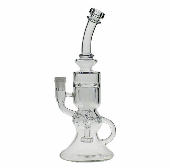 High Five 11" Clear FTK Recycler Glass Water Pipe: Cloud Cover Glass 