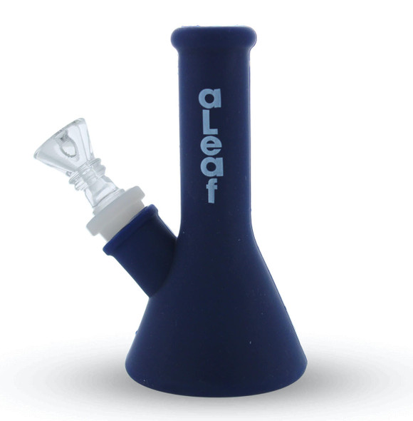 aLeaf 5" Mini Silicone Rig Heavy Duty Indestructible Water Pipe: Navy Blue 