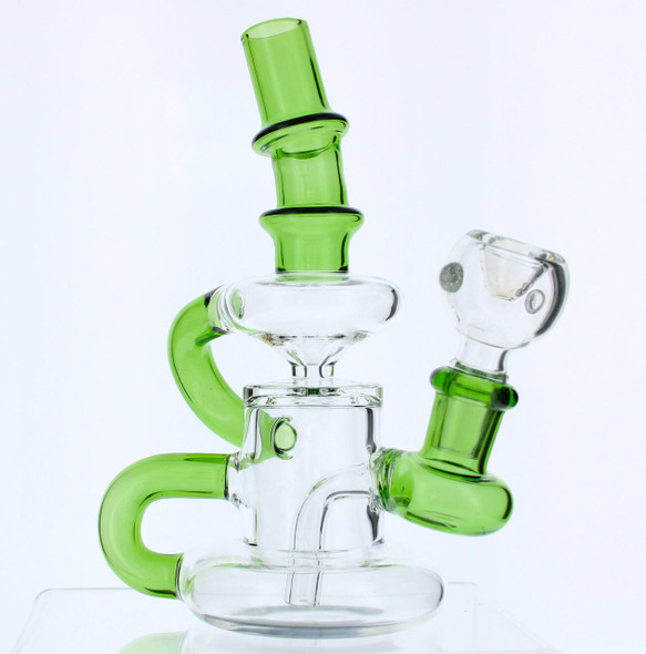  6" Mini Klein Recycler Dab Rig with 14mm Male 90 Degree Banger 25mm Dia - Green 