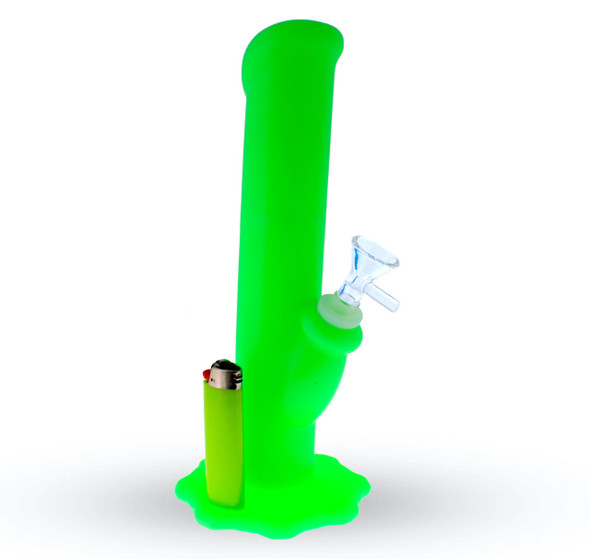  10" Neon Green Silicone Bong with Ice Catcher 
