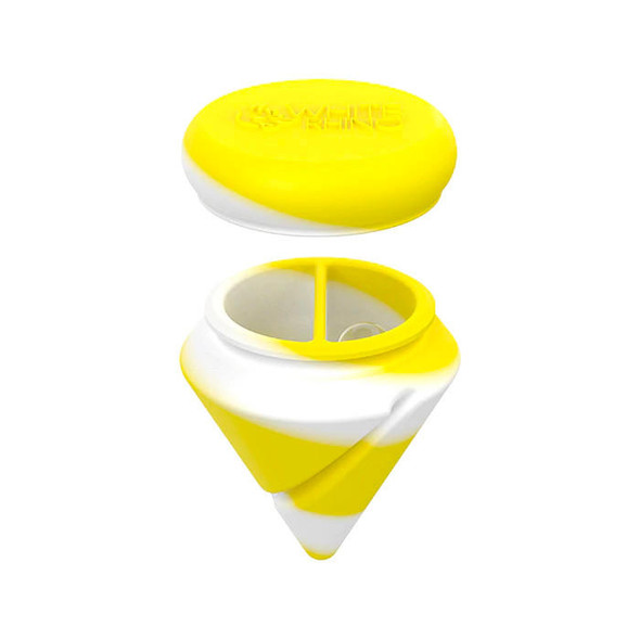  White Rhino Silicone Diamond Spinner Carb Cap: Wax Jar + Terp Pearl - Glow Yellow and White 
