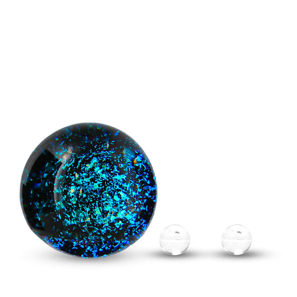 VapeBrat Slurper Marble with Two Terp Pearls: Blue Stardust Dichro 