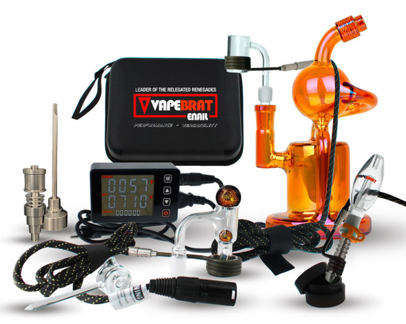  VapeBrat Quatro Pro LCD Enail: Terp Slurper E-nail - Nectar Collector Enail - Titanium E Nail and Quartz Electric Nail Kit 