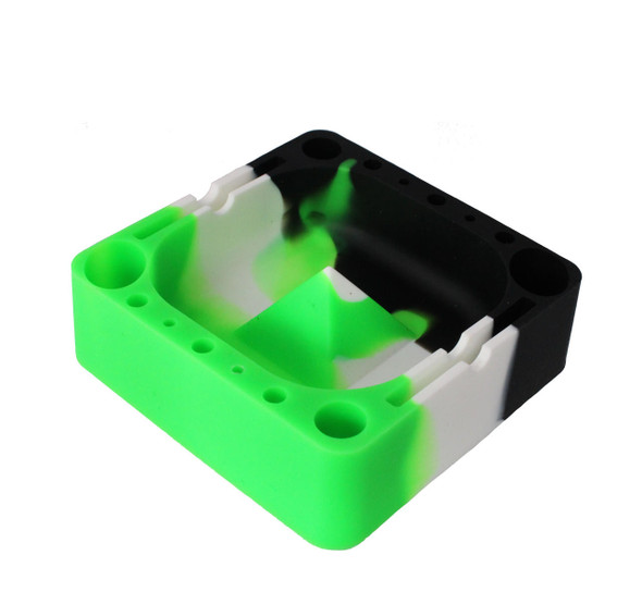  Square Silicone Dab Tray: Green and Black 