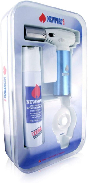 Newport Lighters Newport Zero Jr Turbo Charged Lighter Torch with Butane and Stand Quality Blue 