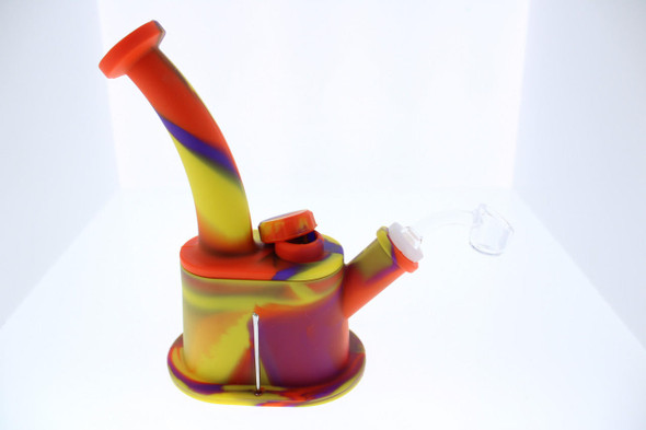 Relegated Renegades Oval Silicone Dab Rig - Red, Blue, Yellow 
