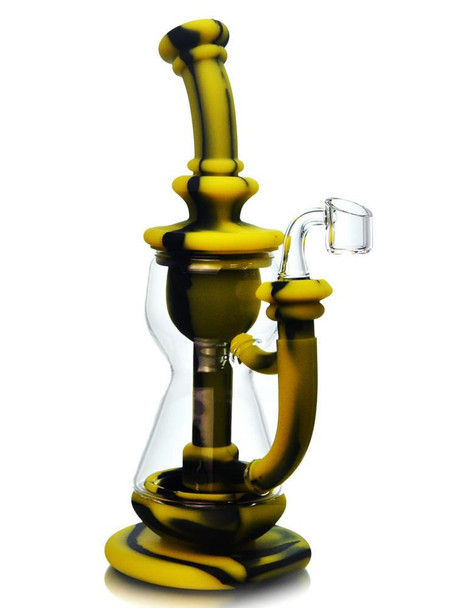 10" Silicone Incycler Dab Rig Water Pipe - Black & Yellow 