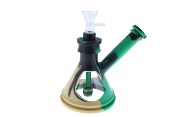  6" Silicone Glass Hybrid Beaker Bottom Water Pipe Black, Tan, Green 