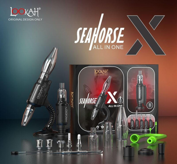  Lookah Seahorse X Wax Pen 5 in 1 E-Nectar Collector Portable E-Nail Kit Black 