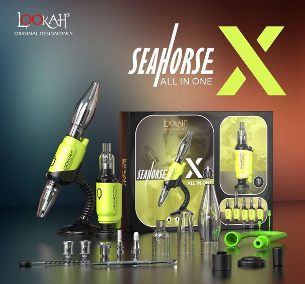  Lookah Seahorse X Neon Green 3 in 1: E-Nectar Collector, Wax Pen, and Portable E-Nail 