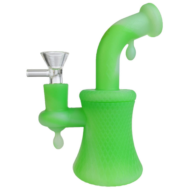 On Point Glass 6" Silicone Banger Hanger: Slime Green - Silicone Bong Kit 