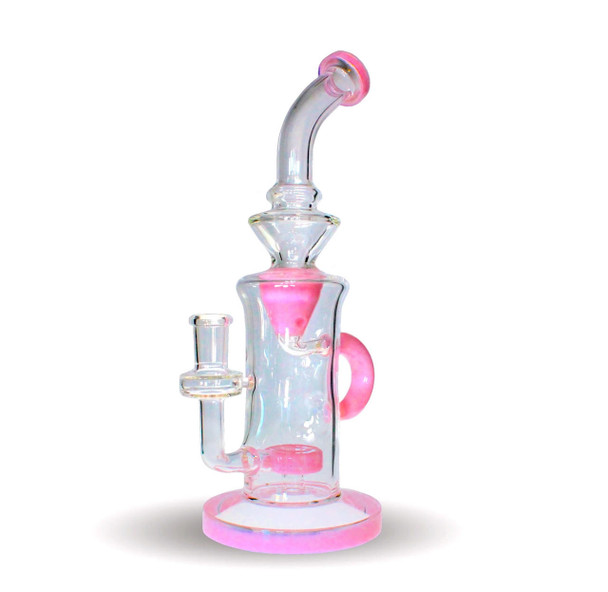  Recycler Dab Rig: 12" Curved Neck - Milky Pink 