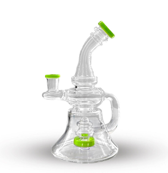  Portable Dab Rig: 9" Bell Recycler Bubble Perc - Slyme Green 